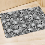 Monochrome Skull Flowers Pattern Print Polyester Doormat