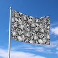 Monochrome Skull Flowers Pattern Print Polyester Flag