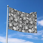 Monochrome Skull Flowers Pattern Print Polyester Flag