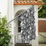 Monochrome Skull Flowers Pattern Print Polyester Flag