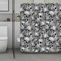Monochrome Skull Flowers Pattern Print Polyester Shower Curtain