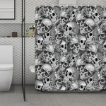 Monochrome Skull Flowers Pattern Print Polyester Shower Curtain