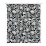Monochrome Skull Flowers Pattern Print Polyester Shower Curtain