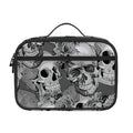 Monochrome Skull Flowers Pattern Print Portable Lunch Bag