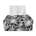 Monochrome Skull Flowers Pattern Print Rectangle Tissue Box Cover