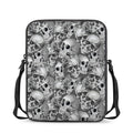 Monochrome Skull Flowers Pattern Print Rectangular Crossbody Bag