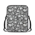 Monochrome Skull Flowers Pattern Print Rectangular Crossbody Bag