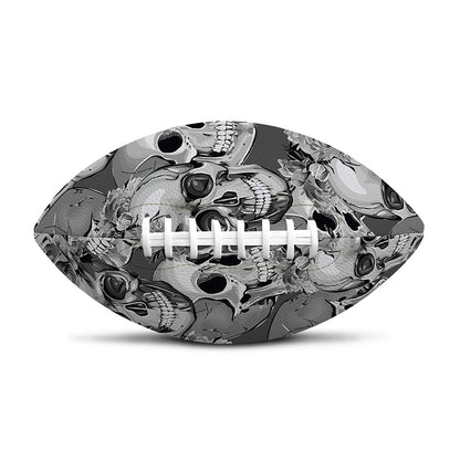 Monochrome Skull Flowers Pattern Print Rugby Ball