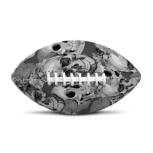 Monochrome Skull Flowers Pattern Print Rugby Ball