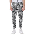 Monochrome Skull Flowers Pattern Print Joggers