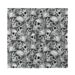 Monochrome Skull Flowers Pattern Print Silk Bandana