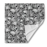Monochrome Skull Flowers Pattern Print Silk Bandana