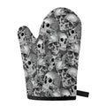 Monochrome Skull Flowers Pattern Print Single Oven Mitt