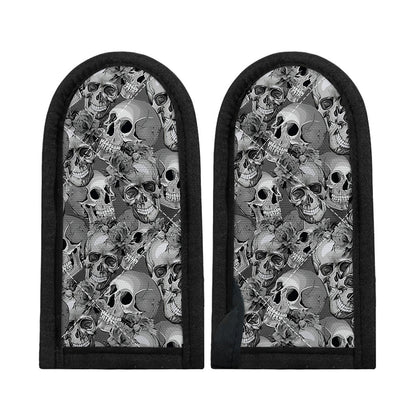 Monochrome Skull Flowers Pattern Print Skillet Handle Cover