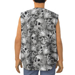 Monochrome Skull Flowers Pattern Print Sleeveless Baseball Jersey