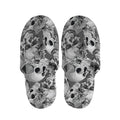 Monochrome Skull Flowers Pattern Print Slippers