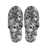 Monochrome Skull Flowers Pattern Print Slippers