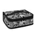 Monochrome Skull Flowers Pattern Print Small Lunch Bag