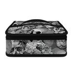 Monochrome Skull Flowers Pattern Print Small Lunch Bag