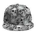 Monochrome Skull Flowers Pattern Print Snapback Cap