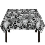 Monochrome Skull Flowers Pattern Print Tablecloth