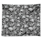 Monochrome Skull Flowers Pattern Print Tapestry