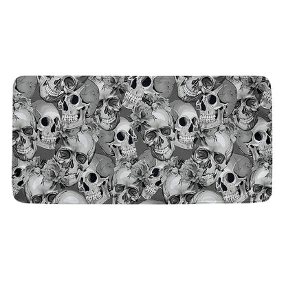 Monochrome Skull Flowers Pattern Print Towel