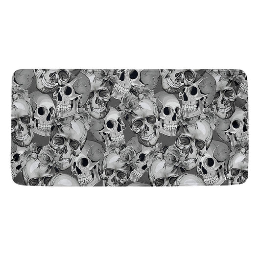 Monochrome Skull Flowers Pattern Print Towel
