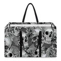 Monochrome Skull Flowers Pattern Print Utility Tote Bag
