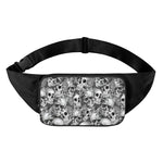 Monochrome Skull Flowers Pattern Print Waist Bag