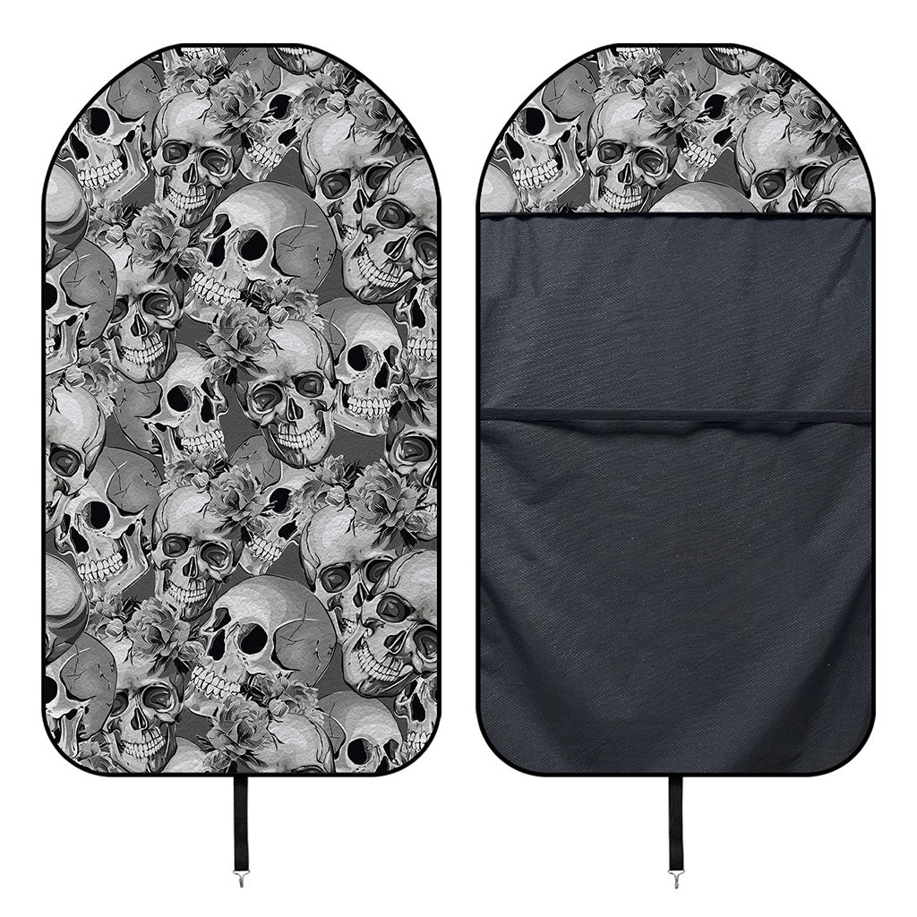 Monochrome Skull Flowers Pattern Print Waterproof Car Seat Cover