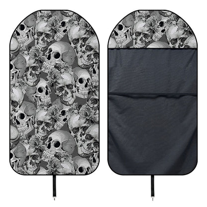 Monochrome Skull Flowers Pattern Print Waterproof Car Seat Cover