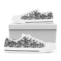 Monochrome Skull Flowers Pattern Print White Low Top Sneakers