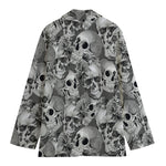 Monochrome Skull Flowers Pattern Print Women's Blazer
