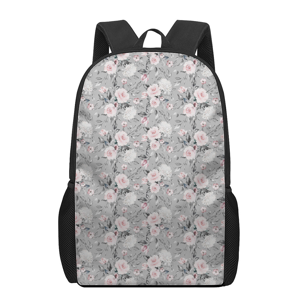 Monochrome Spring Floral Print 17 Inch Backpack