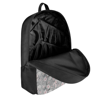 Monochrome Spring Floral Print 17 Inch Backpack