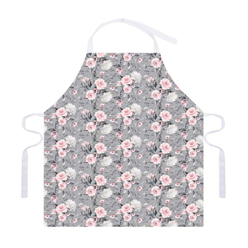 Monochrome Spring Floral Print Adjustable Apron