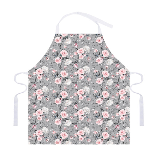 Monochrome Spring Floral Print Adjustable Apron
