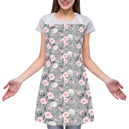 Monochrome Spring Floral Print Adjustable Apron