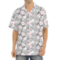 Monochrome Spring Floral Print Aloha Shirt