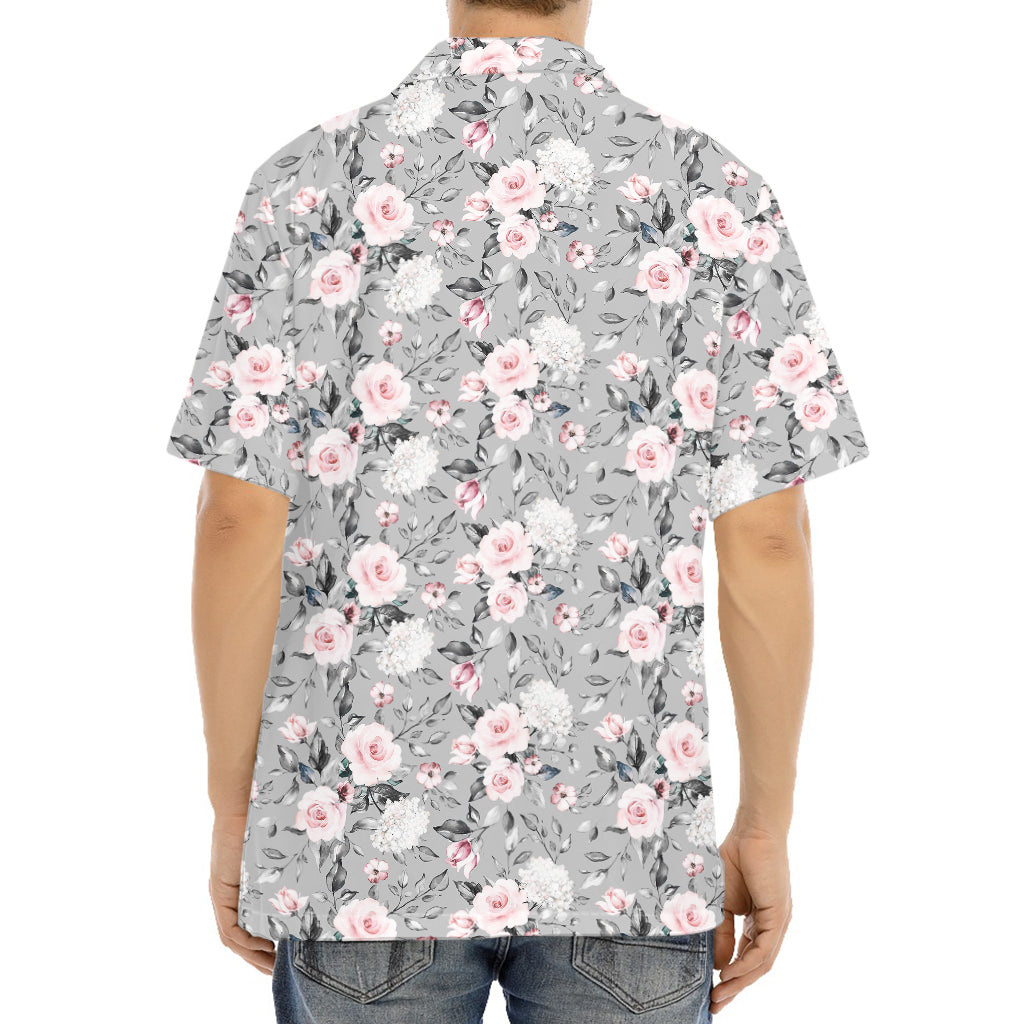 Monochrome Spring Floral Print Aloha Shirt
