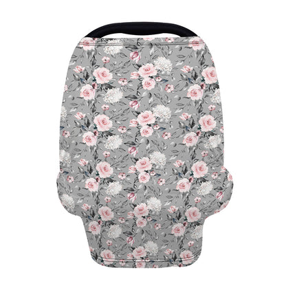 Monochrome Spring Floral Print Baby Seat Cover