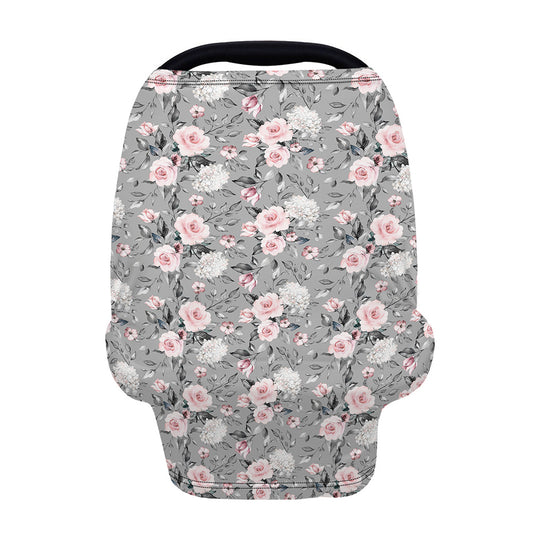 Monochrome Spring Floral Print Baby Seat Cover