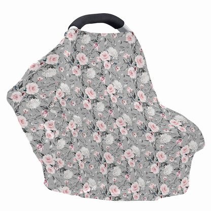 Monochrome Spring Floral Print Baby Seat Cover