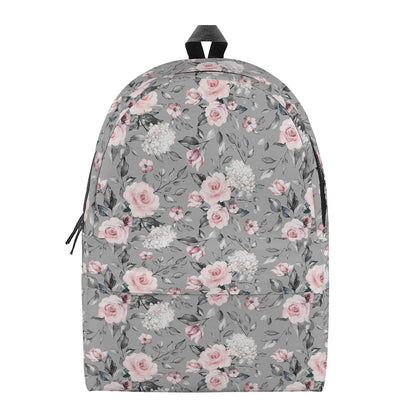 Monochrome Spring Floral Print Backpack