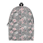 Monochrome Spring Floral Print Backpack
