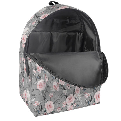 Monochrome Spring Floral Print Backpack