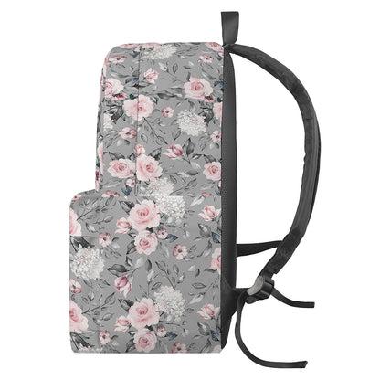Monochrome Spring Floral Print Backpack