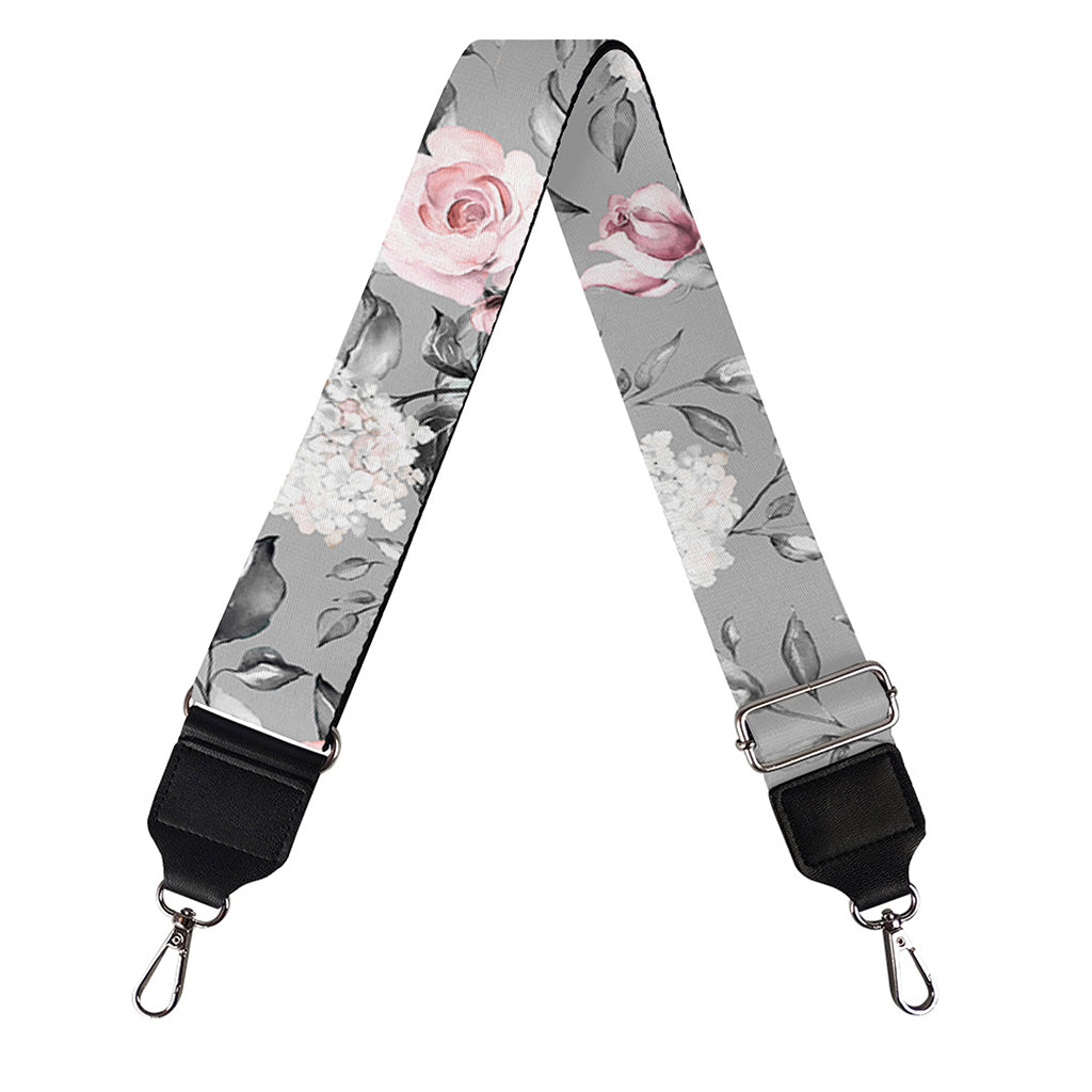 Monochrome Spring Floral Print Bag Strap