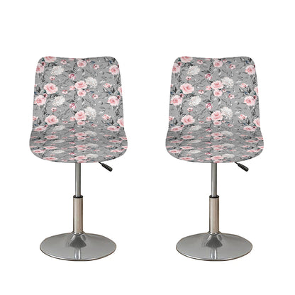 Monochrome Spring Floral Print Bar Stool Covers